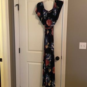 Pink blush off shoulder maxi dress